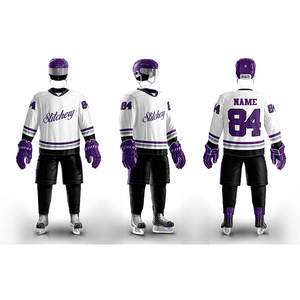 ชุดเครื่องแบบทีมฮ็อกกี้น้ำแข็งเซตเสื้อเจอร์ซีย์กางเกงพิมพ์ลายหมายเลขปักตามสั่ง - Product Image 1