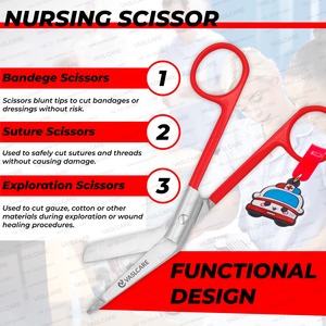 Ciseaux d'infirmière rouges avec porte-clés poupée ambulance mignonne pointe émoussée et lames aiguisées ciseaux médicaux ciseaux à pansement Vaslcare - Product Image 2