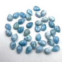 Pierre précieuse naturelle de larimar bleu de haute qualité, cabochon en forme de poire, 5-13 mm, lot de pierres précieuses bleues en vrac, certifiées par l'IGI pour la fabrication de bijoux