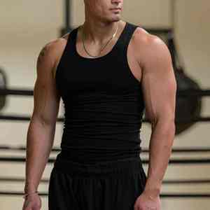 Débardeur de sport pour homme personnalisé avec logo, été, sans manches, musculation, séchage rapide, débardeur de forme pour homme, fitness en plein air - Product Image 2