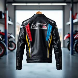 Proveedor de oro de chaqueta de motocicleta de cuero genuino de cuero de vaca resistente - Product Image 2