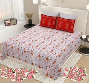 Singal Size Bedsheet With 1 Pillow Cover Boho Print Cotton Bedspread for USA uses