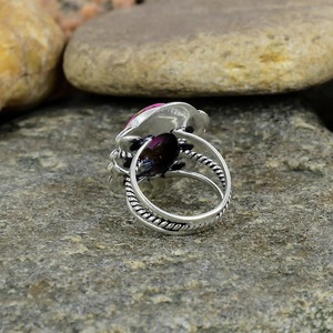 Bague en argent Sterling huître épineuse rose Kingman Rose Dahlia Turquoise Bague ovale en pierres précieuses Bijoux artisanaux uniques pour femmes - Product Image 4