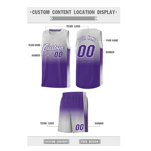 Ensemble de maillot et short de basketball à dégradé personnalisé, sublimé, à séchage rapide, en mesh, vêtements d'équipe, vente en gros OEM, vêtements de basketball - Product Image 2