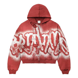 Custom Unisex Vintage Zipper-Up Oversized Hoodie 100% Cotton Heavyweight 400gsm Fleece Embroidered Digital Printing Winter Plain - Product Image 3