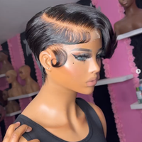 Perruques 100% vierges non traitées, coupe pixie, cheveux humains, Lace Front, perruques courtes bob, Lace Front brésiliennes, Lace Frontale HD