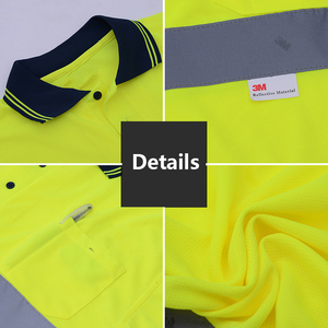 Vente en gros Chemise à manches courtes haute visibilité entièrement personnalisée avec rayures réfléchissantes Vêtements de travail Polo de sécurité Logo personnalisé - Product Image 3