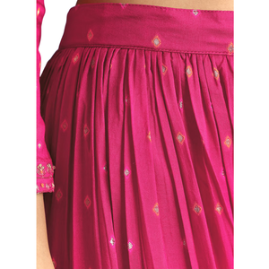 Rani Pink Russian <b>Silk</b> <b>Kurta</b> Palazzo With Banarasi Dupatta Wholesale Women Ethnic Apparel OEM Factory Supplier Custom Outfit - Product Image 6
