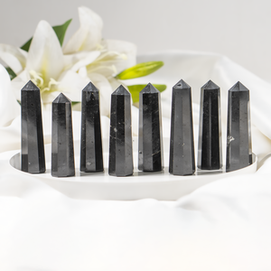 Obélisques, baguettes et crayons en tourmaline noire naturelle polie, sculptés, pour la guérison et le Feng Shui, cadeau d'affaires - Product Image 4