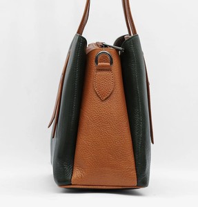 Sac à main en cuir véritable noir et tan pour femme, sac à bandoulière, sac fourre-tout, deux poignées, fermeture à glissière, bandoulière réglable, résistant à l'eau - Product Image 3