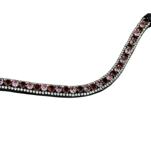 Belle courbée de haute qualité à la mode cheval bride rouge rose cristaux faits à la main en cuir équestre étincelant strass - Product Image 4