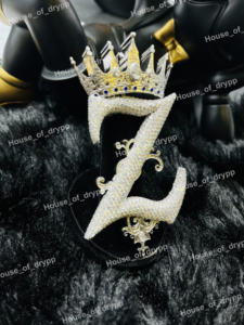 Pendentif Lettre Z Couronne en Moissanite Givrée, Collier Statement Hip Hop Bling, Bijou Initial Personnalisé en Argent 925 Plaqué Rhodium, pour Soirée - Product Image 5