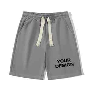 Pantalones cortos de algodón transpirables de verano para hombre con logotipo personalizado patrón sólido medio informal tejido Gymwear cordón al por mayor para uso al aire libre - Product Image 2