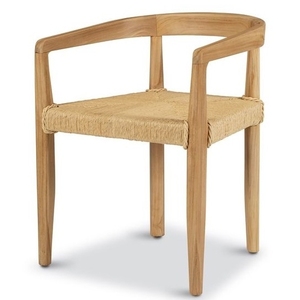 Chaise de salle à manger simple à dossier incurvé en teck avec métier à tisser-Tous les meubles en teck d'Indonésie sont fabriqués et exportés - Product Image 1