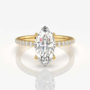 Marquise Cut Moissanite Diamond <b>Set</b> in Pave Sterling Silver Elegant <b>Rings</b> for <b>Women</b> - Product Image 1