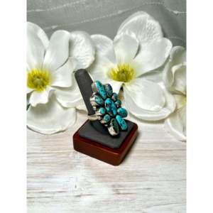 Bague Statement Ella Peters en Turquoise Égyptienne et Argent Sterling, Monture Bezel, Taille 9.5, Pour un usage quotidien - Product Image 2