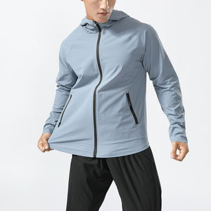 Sweat à capuche zippé pour homme, vêtement de sport actif léger à séchage rapide, col montant en toile, logo personnalisé, veste de course d'hiver - Product Image 3