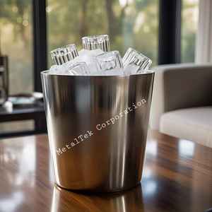 Seau à glace en acier inoxydable, accessoires de bar, rafraîchisseur de boissons pour fêtes, champagne, bière, pour restaurant, hôtel, design portable - Product Image 5