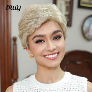 วิกผมสังเคราะห์สีบลอนด์ทรงพิกซี่ Audrey-DWY แบบถอดได้ พร้อมโครงสร้างโมโนโปร่งใสด้านหน้า - Product Image 2