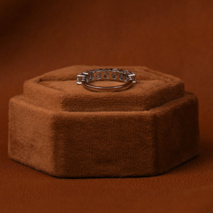 Luxurious 18KT White Gold Plated Bridal Wedding Band <b>Cushion</b> Cut 7 Stone Lab Grown Diamond Anniversary Gift for Girl - Product Image 4