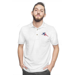 Polo Gildan para Hombre, Modelo Running Man, 100% Poliéster, Patrón a Rayas Bordado, Talla 6XL, para Golf - Product Image 1