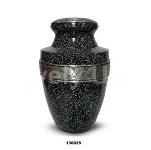 Urne de crémation adulte faite à la main en métal grec de finition de marbre impressionnante pour les cendres humaines avec le sac libre de velours - Product Image 1