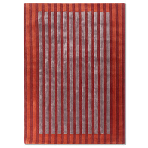 Alfombra Caliedo a Rayas, Hecha a Mano con Lana y Viscosa, Roja y Naranja, Tnq-3320, para Uso Doméstico - Product Image 1
