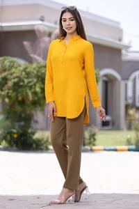 Kurti สั้นผ้าฝ้ายสตรีแบบลำลองทันสมัยเสื้อชาติพันธุ์ฤดูร้อน - Product Image 2