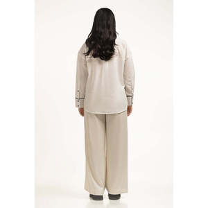 เสื้อเชิ้ตผ้าลินินทรงปกติสำหรับผู้หญิง WM-CS-SS24-097 ผ้าทอ - Product Image 2