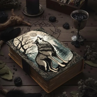 400 pages Journal en cuir sur le thème du loup avec couverture rigide imprimée Grimoire cahier d'horreur journal d'écriture fait à la main Vintage occulte cadeau