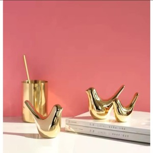 Nórdico creativo dorado cerámica pájaro artesanía pequeños adornos sala de estar hogar suave Hogar Accesorios de decoración de lujo - Product Image 2