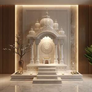 Templo Mandir de Mármol Indio Súper Blanco, Tallado a Mano, Piedra de Mármol Tradicional para Jardín, Venta Directa, Proveedor Indio - Product Image 1