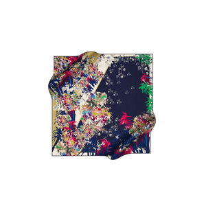 Navy Blue 90x90 Luxury Silk Twill Scarf with Custom Dot Design - Product Image 1