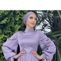 2Pcs costume musulman Satin Dubaï Abaya Eid Arabie Saoudite Turquie Islam Musulman Hijab Robe Ensemble Femmes Robe Longue Femme Kaftan Vestidos