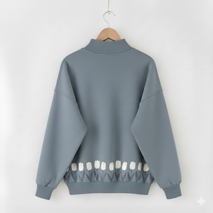 Comfort Fit Women Oversized Printed Long Mockneck Sweatshirt Casual Winter Pullover Loose Streetwear <b>Top</b> for Daily Fashion - Product Image 1