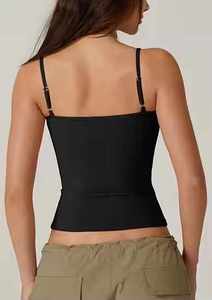 2025 femmes Gym Yoga Crop débardeur col en v séchage rapide coupe ajustée plaine coton Camisole grande taille Style décontracté - Product Image 5