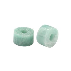 Cuentas Redondas de Amazonita Natural Verde de Alta Calidad, Forma de Cilindro Plano, 14x8mm, Orificio Grande de 5mm, Sueltas, para Fabricación de Joyería DIY - Product Image 1