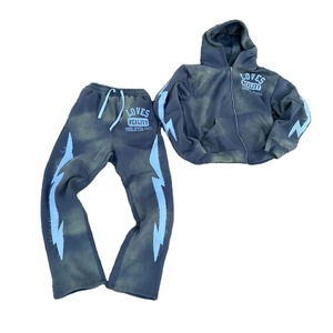 ชุดวอร์มใส่สบายลายพิมพ์ฉีกชุดวอร์มแนวสตรีทวินเทจสีจางลงโลโก้ออกแบบได้ตามต้องการ - Product Image 6