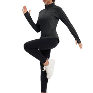 Sudadera con cuello levantado de lana de poliéster con logotipo Regular personalizado para mujer, jersey con media cremallera, sudadera para mujer, ropa con media cremallera - Product Image 1