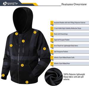 Safety ZipUp <b>Hoodies</b> Hooded Safety Sweatshirt <b>for</b> <b>Men</b> Women High Visibility Safety Sweatshirt <b>Work</b> Utility with Reflective Strip - Product Image 5