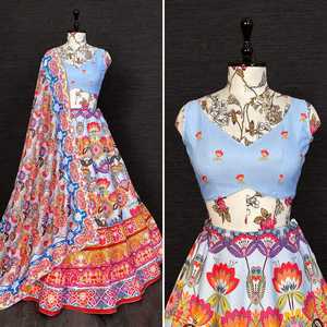 Высококачественная Дизайнерская одежда для свадьбы и вечеринки, <span class=keywords><strong>Vaishali</strong></span> шелковая одежда с принтом Lehenga Choli для женщин, Модный производитель из Индии - Product Image 3