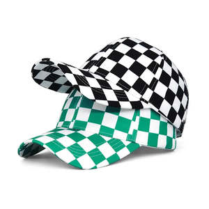 Casquette de baseball 6 panneaux Mode Damier, haute qualité, 100% polyester, visière incurvée, style américain élégant - Product Image 1