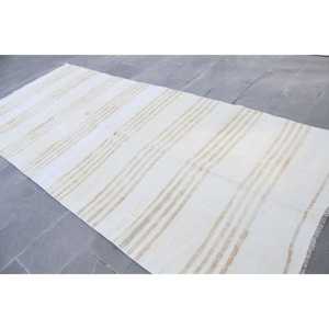 พรมตุรกีโบราณขนาดใหญ่ 5.1x12.1 ฟุต พรมขนสัตว์สีขาว - Product Image 3