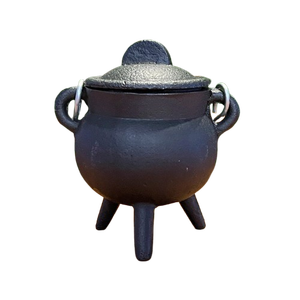 Royal Look Chaudron Triquetra Chaudron en fonte avec couvercle et poignée Kit de taches d'encens parfait Porte-sauge - Product Image 1