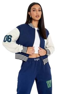 Venta caliente parche bordado contraste Varsity recortado mujeres chándal logotipo personalizado mujeres copped chándales - Product Image 6