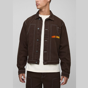 OEM personalizado chaqueta de mezclilla para hombres mujeres al por mayor de moda chaqueta de mezclilla fabricante de ropa de calle estilo de trabajo Vintage - Product Image 1