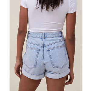 Shorts Vaqueros de Mezclilla para Mujer, Estilo Casual, Cintura Media, Ajustados, Lavado Claro, Transpirables, Diseño Desgarrado, Cierre de Cremallera, Personalizados, Talla Grande - Product Image 2