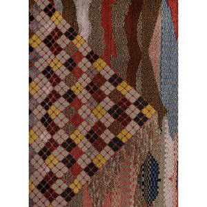 Freedom Manchaha <b>Red</b> & Orange Geometric Pattern Hand Knotted Wool & Bamboo <b>Silk</b> Rug Flat Weave Living Room Carpet-Les-8372 - Product Image 3