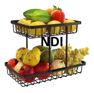Handmade Design Iron <b>Wire</b> Fruit <b>Storage</b> <b>Basket</b> Superior Quality Black Powder Coated Finished Two Tier For Fruit <b>Storage</b> <b>Basket</b> - Product Image 1