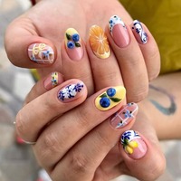 HYC-DJ-1719 Faux Ongles à Presser Motif Fruits d'Été 24 Pièces Design Gel 3D Style Doux Réutilisables Vente en Gros